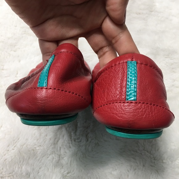 Tieks Red Leather Round Toe Flats Sise 8 - Picture 7 of 13